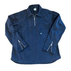 Bonne Amsterdam XL Navy Cotton Twill Workwear Half Zip Shirt EU Made Utility
